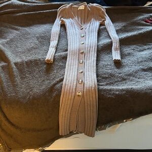 Tan Ribbed Knit Dress